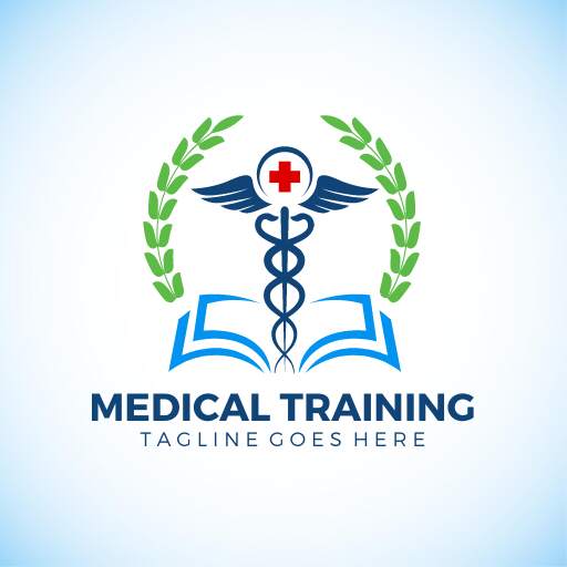 white and blue medical logo template