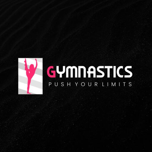White and Pink Gymnastics Logo Design Template