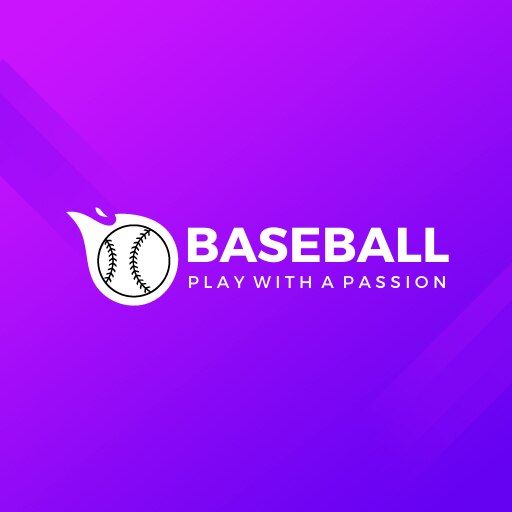 white and purple baseball logo template