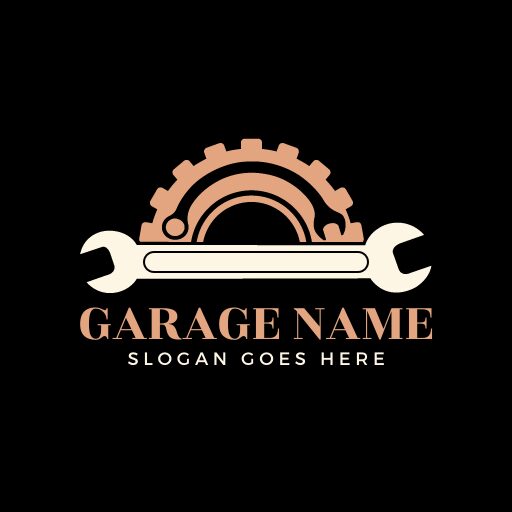 White wrench garage logo design
