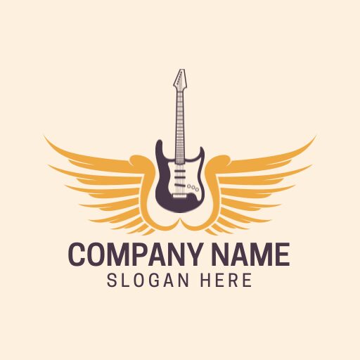 Gold wing retro guitar logo