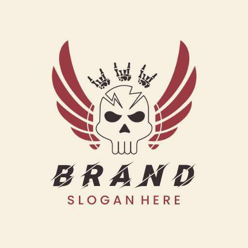 Retro style brown skull logo