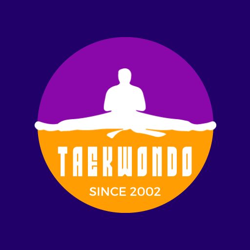 yellow and purple taekwondo logo design template