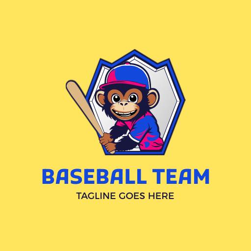 yellow monkey baseball logo design template