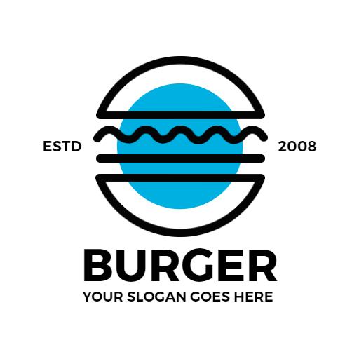 Blue Modern Minimal Burger Logo