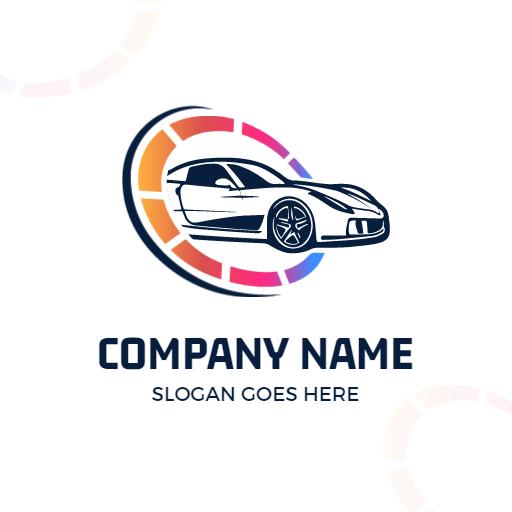 Colorful car outlines auto detailing logo