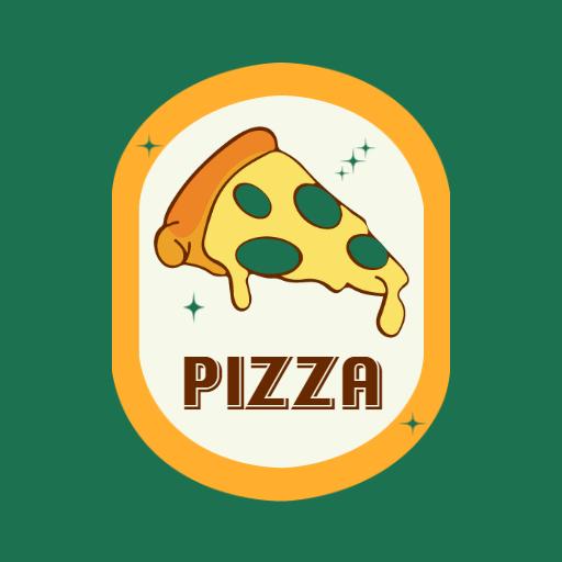 Bold green cheesy slice pizza logo
