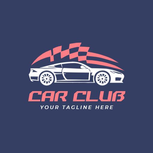 Pink racing flag inspired car logo