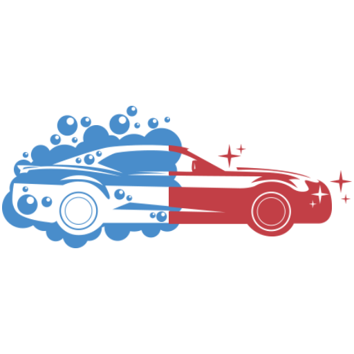 Blue bubble wash cleaning car logo