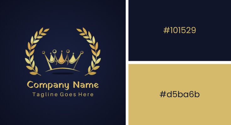 Indigo Navy and Antique Gold Logo Color Combination