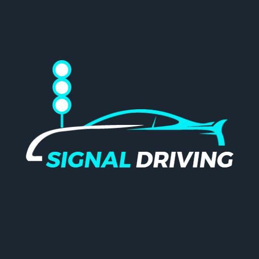 Modern blue traffic signal car logo design
