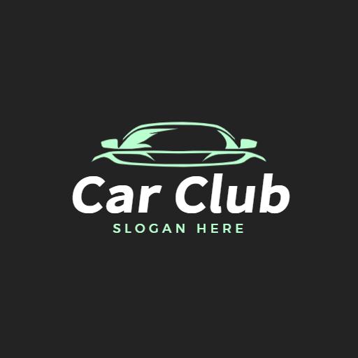 Minimal neon green outline car logo template