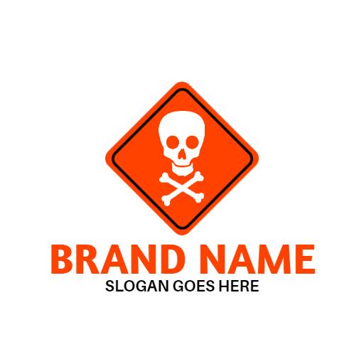 Bright orange skull logo style