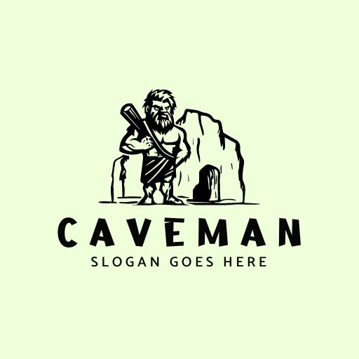 Retro Caveman Logo Design Template