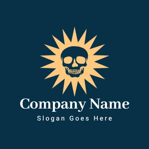 Skull logo with golden tone sun theme