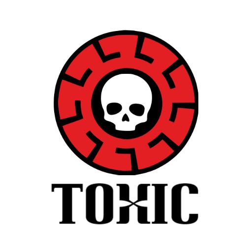 Dangerous toxic red skull logo Template