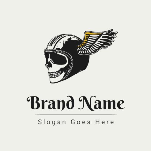 Skull logo with flying wings design