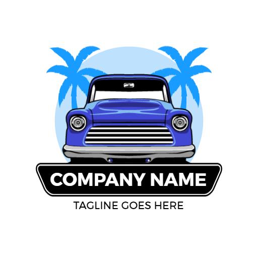Blue palm vintage car logo