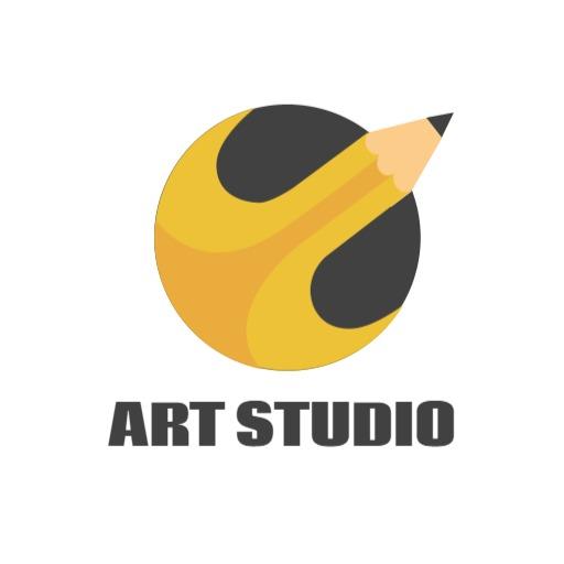 Pencil theme yellow art studio logo