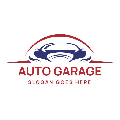 Modern red and blue garage logo design