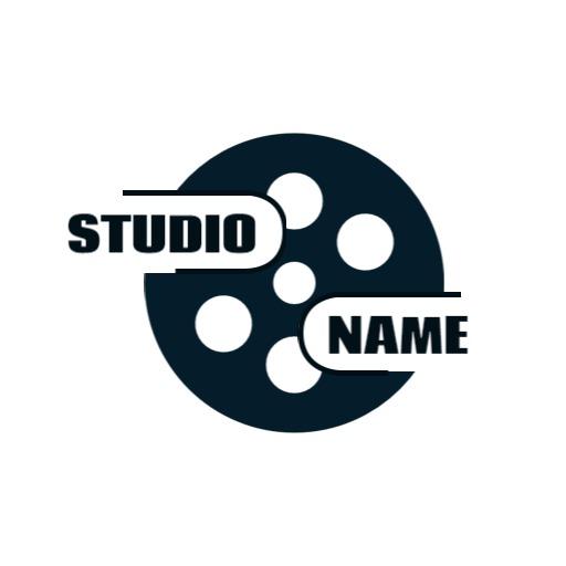 Circular Black Film Reel, Retro Movie Logo Design