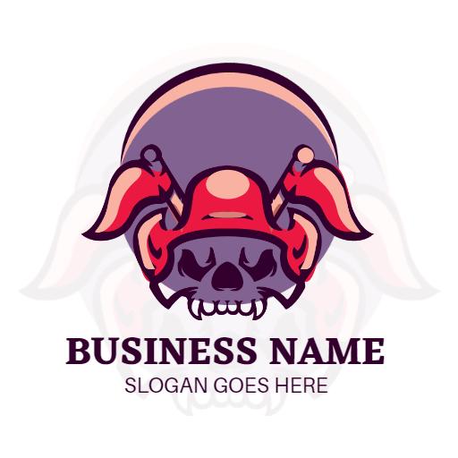Stylish pink-purple skull logo design