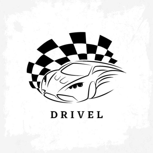 Car logo for monochrome checkered flag racing