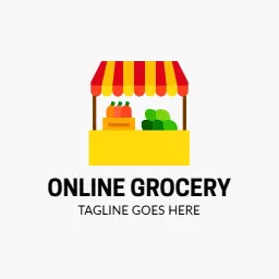 Grocery logo with striped online store