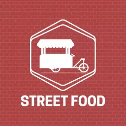 Street food logo in vintage badge style