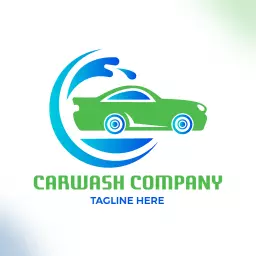 Green and Blue Circle Car Wash Logo Idea