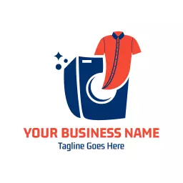 Logo of Red and Navy Blue Laundry Services Washing