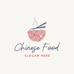 Steaming Noodle Bowl With Chopsticks Chinese Food Logo