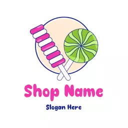 Candy shop logo with striped lollipop 
