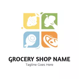 Colorful grocery icons logo design