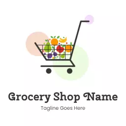 Minimal shopping cart bubble grocery logo design