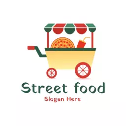 Green fresh cart street food logo