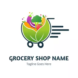 Grocery logo with Fast moving vegetables