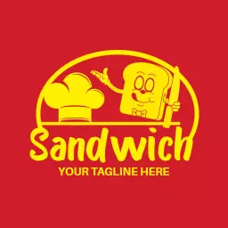 Sandwich logo retro red emblem template