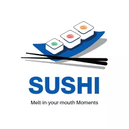 Blue Boat Platter with Chopsticks Sushi Logo