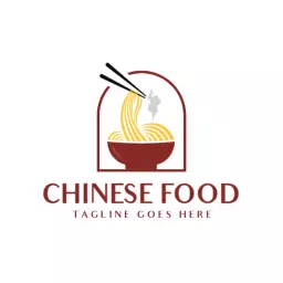 Chinese Food Logo With Arched Noodle Bowl And Chopsticks 