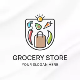 Shield bag with fresh product grocery logo 