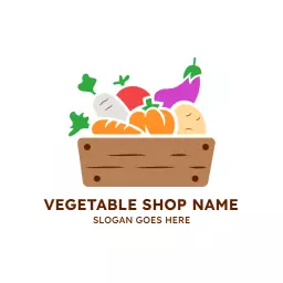 Grocery log with illustration wooden crate fresh vegetables 