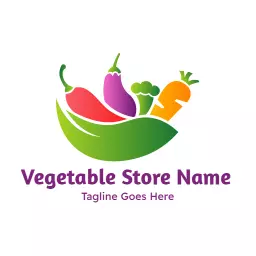 Grocery logo with colorful vegetable bowl wave
