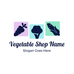 Stylish vegetable silhouette tiles grocery logo