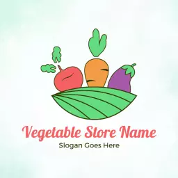 Smiling farm fresh vegetables grocery logo