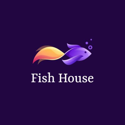 Gradient purple seafood fish logo