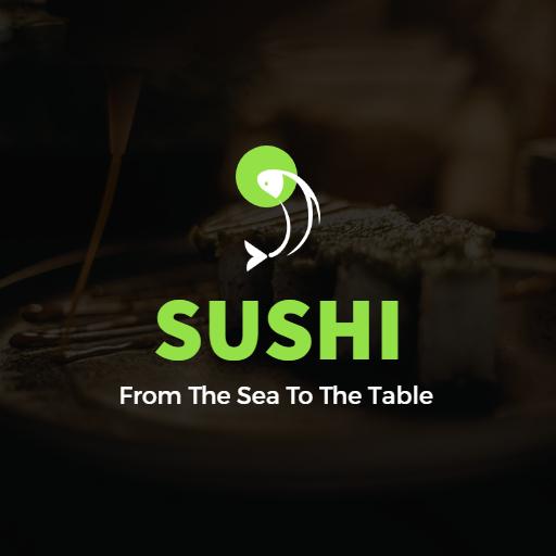 Green sushi food symbol fish logo