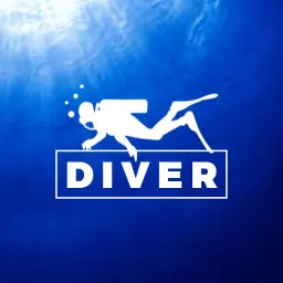 Blue glowing diving logo design