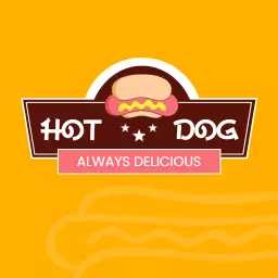 Retro hot dog logo design template