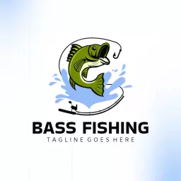 Green bass hook fishing logo
